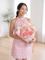 White and pink soy wax candle bouquet