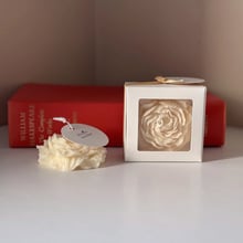 Peony soy wax wedding candle favor in gift box